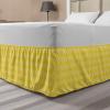 Ambesonne Christmas Elastic Bed Skirt, Tree Branches Spruce Leaves Balls Bells Cones Poinsettia Flowers Mistletoe Berry, Wrap Around Fabric Bedskirt Dust Ruffle for Bedroom, King, Ruby Green(Mustard Yellow)