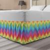 Ambesonne Christmas Elastic Bed Skirt, Tree Branches Spruce Leaves Balls Bells Cones Poinsettia Flowers Mistletoe Berry, Wrap Around Fabric Bedskirt Dust Ruffle for Bedroom, King, Ruby Green(Yellow Magenta)