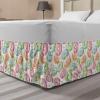 Ambesonne Christmas Elastic Bed Skirt, Tree Branches Spruce Leaves Balls Bells Cones Poinsettia Flowers Mistletoe Berry, Wrap Around Fabric Bedskirt Dust Ruffle for Bedroom, King, Ruby Green(Pale Fern)