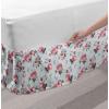 Ambesonne Christmas Elastic Bed Skirt, Tree Branches Spruce Leaves Balls Bells Cones Poinsettia Flowers Mistletoe Berry, Wrap Around Fabric Bedskirt Dust Ruffle for Bedroom, King, Ruby Green(Rose Pink)
