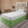 Ambesonne Christmas Elastic Bed Skirt, Tree Branches Spruce Leaves Balls Bells Cones Poinsettia Flowers Mistletoe Berry, Wrap Around Fabric Bedskirt Dust Ruffle for Bedroom, King, Ruby Green(Lime Green)