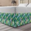 Ambesonne Christmas Elastic Bed Skirt, Tree Branches Spruce Leaves Balls Bells Cones Poinsettia Flowers Mistletoe Berry, Wrap Around Fabric Bedskirt Dust Ruffle for Bedroom, King, Ruby Green(Green Pink)