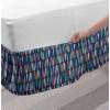 Ambesonne Christmas Elastic Bed Skirt, Tree Branches Spruce Leaves Balls Bells Cones Poinsettia Flowers Mistletoe Berry, Wrap Around Fabric Bedskirt Dust Ruffle for Bedroom, King, Ruby Green(Taupe Blue)
