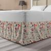 Ambesonne Christmas Elastic Bed Skirt, Tree Branches Spruce Leaves Balls Bells Cones Poinsettia Flowers Mistletoe Berry, Wrap Around Fabric Bedskirt Dust Ruffle for Bedroom, King, Ruby Green(Navy Blue)
