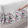 Ambesonne Christmas Elastic Bed Skirt, Tree Branches Spruce Leaves Balls Bells Cones Poinsettia Flowers Mistletoe Berry, Wrap Around Fabric Bedskirt Dust Ruffle for Bedroom, King, Ruby Green(Black and White)