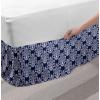 Ambesonne Christmas Elastic Bed Skirt, Tree Branches Spruce Leaves Balls Bells Cones Poinsettia Flowers Mistletoe Berry, Wrap Around Fabric Bedskirt Dust Ruffle for Bedroom, King, Ruby Green(Blue White)