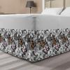 Ambesonne Christmas Elastic Bed Skirt, Tree Branches Spruce Leaves Balls Bells Cones Poinsettia Flowers Mistletoe Berry, Wrap Around Fabric Bedskirt Dust Ruffle for Bedroom, King, Ruby Green(Pink Orange)