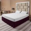 Ambesonne Christmas Elastic Bed Skirt, Tree Branches Spruce Leaves Balls Bells Cones Poinsettia Flowers Mistletoe Berry, Wrap Around Fabric Bedskirt Dust Ruffle for Bedroom, King, Ruby Green(Pink Black)