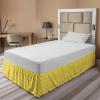 Ambesonne Christmas Elastic Bed Skirt, Tree Branches Spruce Leaves Balls Bells Cones Poinsettia Flowers Mistletoe Berry, Wrap Around Fabric Bedskirt Dust Ruffle for Bedroom, King, Ruby Green(Mustard Yellow)