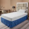 Ambesonne Christmas Elastic Bed Skirt, Tree Branches Spruce Leaves Balls Bells Cones Poinsettia Flowers Mistletoe Berry, Wrap Around Fabric Bedskirt Dust Ruffle for Bedroom, King, Ruby Green(Blue Indigo)
