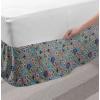 Ambesonne Christmas Elastic Bed Skirt, Tree Branches Spruce Leaves Balls Bells Cones Poinsettia Flowers Mistletoe Berry, Wrap Around Fabric Bedskirt Dust Ruffle for Bedroom, King, Ruby Green(Aqua Blue)