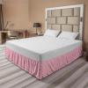 Ambesonne Christmas Elastic Bed Skirt, Tree Branches Spruce Leaves Balls Bells Cones Poinsettia Flowers Mistletoe Berry, Wrap Around Fabric Bedskirt Dust Ruffle for Bedroom, King, Ruby Green(Pink)