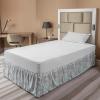 Ambesonne Christmas Elastic Bed Skirt, Tree Branches Spruce Leaves Balls Bells Cones Poinsettia Flowers Mistletoe Berry, Wrap Around Fabric Bedskirt Dust Ruffle for Bedroom, King, Ruby Green(Seafoam Grey)