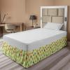 Ambesonne Christmas Elastic Bed Skirt, Tree Branches Spruce Leaves Balls Bells Cones Poinsettia Flowers Mistletoe Berry, Wrap Around Fabric Bedskirt Dust Ruffle for Bedroom, King, Ruby Green(Pale Yellow)