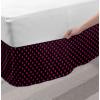 Ambesonne Christmas Elastic Bed Skirt, Tree Branches Spruce Leaves Balls Bells Cones Poinsettia Flowers Mistletoe Berry, Wrap Around Fabric Bedskirt Dust Ruffle for Bedroom, King, Ruby Green(Pink Black)