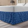 Ambesonne Christmas Elastic Bed Skirt, Tree Branches Spruce Leaves Balls Bells Cones Poinsettia Flowers Mistletoe Berry, Wrap Around Fabric Bedskirt Dust Ruffle for Bedroom, King, Ruby Green(Blue Indigo)
