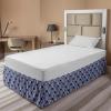 Ambesonne Christmas Elastic Bed Skirt, Tree Branches Spruce Leaves Balls Bells Cones Poinsettia Flowers Mistletoe Berry, Wrap Around Fabric Bedskirt Dust Ruffle for Bedroom, King, Ruby Green(Blue White)