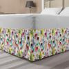 Ambesonne Christmas Elastic Bed Skirt, Tree Branches Spruce Leaves Balls Bells Cones Poinsettia Flowers Mistletoe Berry, Wrap Around Fabric Bedskirt Dust Ruffle for Bedroom, King, Ruby Green(Multicolor)