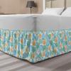 Ambesonne Christmas Elastic Bed Skirt, Tree Branches Spruce Leaves Balls Bells Cones Poinsettia Flowers Mistletoe Berry, Wrap Around Fabric Bedskirt Dust Ruffle for Bedroom, King, Ruby Green(Sky Blue)