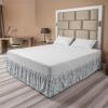 Ambesonne Christmas Elastic Bed Skirt, Tree Branches Spruce Leaves Balls Bells Cones Poinsettia Flowers Mistletoe Berry, Wrap Around Fabric Bedskirt Dust Ruffle for Bedroom, King, Ruby Green(Seafoam Grey)