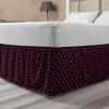 Ambesonne Christmas Elastic Bed Skirt, Tree Branches Spruce Leaves Balls Bells Cones Poinsettia Flowers Mistletoe Berry, Wrap Around Fabric Bedskirt Dust Ruffle for Bedroom, King, Ruby Green(Pink Black)