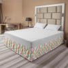 Ambesonne Christmas Elastic Bed Skirt, Tree Branches Spruce Leaves Balls Bells Cones Poinsettia Flowers Mistletoe Berry, Wrap Around Fabric Bedskirt Dust Ruffle for Bedroom, King, Ruby Green(Pale Fern)