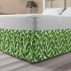 Ambesonne Christmas Elastic Bed Skirt, Tree Branches Spruce Leaves Balls Bells Cones Poinsettia Flowers Mistletoe Berry, Wrap Around Fabric Bedskirt Dust Ruffle for Bedroom, King, Ruby Green(Lime Green)