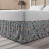 Ambesonne Christmas Elastic Bed Skirt, Tree Branches Spruce Leaves Balls Bells Cones Poinsettia Flowers Mistletoe Berry, Wrap Around Fabric Bedskirt Dust Ruffle for Bedroom, King, Ruby Green(Aqua Blue)