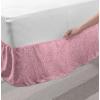 Ambesonne Christmas Elastic Bed Skirt, Tree Branches Spruce Leaves Balls Bells Cones Poinsettia Flowers Mistletoe Berry, Wrap Around Fabric Bedskirt Dust Ruffle for Bedroom, King, Ruby Green(Pink)