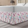 Ambesonne Christmas Elastic Bed Skirt, Tree Branches Spruce Leaves Balls Bells Cones Poinsettia Flowers Mistletoe Berry, Wrap Around Fabric Bedskirt Dust Ruffle for Bedroom, King, Ruby Green(Magenta)