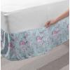 Ambesonne Christmas Elastic Bed Skirt, Tree Branches Spruce Leaves Balls Bells Cones Poinsettia Flowers Mistletoe Berry, Wrap Around Fabric Bedskirt Dust Ruffle for Bedroom, King, Ruby Green(Blue Grey)