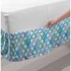 Ambesonne Christmas Elastic Bed Skirt, Tree Branches Spruce Leaves Balls Bells Cones Poinsettia Flowers Mistletoe Berry, Wrap Around Fabric Bedskirt Dust Ruffle for Bedroom, King, Ruby Green(Turquoise Blue)
