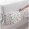 Ambesonne Christmas Elastic Bed Skirt, Tree Branches Spruce Leaves Balls Bells Cones Poinsettia Flowers Mistletoe Berry, Wrap Around Fabric Bedskirt Dust Ruffle for Bedroom, King, Ruby Green(Pink Green)