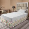 Ambesonne Christmas Elastic Bed Skirt, Tree Branches Spruce Leaves Balls Bells Cones Poinsettia Flowers Mistletoe Berry, Wrap Around Fabric Bedskirt Dust Ruffle for Bedroom, King, Ruby Green(Pale Fern)