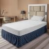 Ambesonne Christmas Elastic Bed Skirt, Tree Branches Spruce Leaves Balls Bells Cones Poinsettia Flowers Mistletoe Berry, Wrap Around Fabric Bedskirt Dust Ruffle for Bedroom, King, Ruby Green(White Blue)