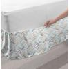 Ambesonne Christmas Elastic Bed Skirt, Tree Branches Spruce Leaves Balls Bells Cones Poinsettia Flowers Mistletoe Berry, Wrap Around Fabric Bedskirt Dust Ruffle for Bedroom, King, Ruby Green(Yellow Teal)