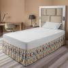 Ambesonne Christmas Elastic Bed Skirt, Tree Branches Spruce Leaves Balls Bells Cones Poinsettia Flowers Mistletoe Berry, Wrap Around Fabric Bedskirt Dust Ruffle for Bedroom, King, Ruby Green(Orange Burgundy)