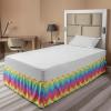 Ambesonne Christmas Elastic Bed Skirt, Tree Branches Spruce Leaves Balls Bells Cones Poinsettia Flowers Mistletoe Berry, Wrap Around Fabric Bedskirt Dust Ruffle for Bedroom, King, Ruby Green(Yellow Magenta)