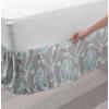 Ambesonne Christmas Elastic Bed Skirt, Tree Branches Spruce Leaves Balls Bells Cones Poinsettia Flowers Mistletoe Berry, Wrap Around Fabric Bedskirt Dust Ruffle for Bedroom, King, Ruby Green(Seafoam Grey)