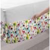 Ambesonne Christmas Elastic Bed Skirt, Tree Branches Spruce Leaves Balls Bells Cones Poinsettia Flowers Mistletoe Berry, Wrap Around Fabric Bedskirt Dust Ruffle for Bedroom, King, Ruby Green(Multicolor)