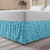 Ambesonne Christmas Elastic Bed Skirt, Tree Branches Spruce Leaves Balls Bells Cones Poinsettia Flowers Mistletoe Berry, Wrap Around Fabric Bedskirt Dust Ruffle for Bedroom, King, Ruby Green(Pale Blue)