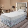 Ambesonne Christmas Elastic Bed Skirt, Tree Branches Spruce Leaves Balls Bells Cones Poinsettia Flowers Mistletoe Berry, Wrap Around Fabric Bedskirt Dust Ruffle for Bedroom, King, Ruby Green(Blue Grey)