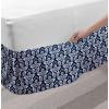 Ambesonne Christmas Elastic Bed Skirt, Tree Branches Spruce Leaves Balls Bells Cones Poinsettia Flowers Mistletoe Berry, Wrap Around Fabric Bedskirt Dust Ruffle for Bedroom, King, Ruby Green(Petrol Blue)