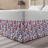 Ambesonne Christmas Elastic Bed Skirt, Tree Branches Spruce Leaves Balls Bells Cones Poinsettia Flowers Mistletoe Berry, Wrap Around Fabric Bedskirt Dust Ruffle for Bedroom, King, Ruby Green(Ruby Blue)