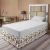Ambesonne Christmas Elastic Bed Skirt, Tree Branches Spruce Leaves Balls Bells Cones Poinsettia Flowers Mistletoe Berry, Wrap Around Fabric Bedskirt Dust Ruffle for Bedroom, King, Ruby Green(Brown White)