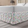 Ambesonne Christmas Elastic Bed Skirt, Tree Branches Spruce Leaves Balls Bells Cones Poinsettia Flowers Mistletoe Berry, Wrap Around Fabric Bedskirt Dust Ruffle for Bedroom, King, Ruby Green(Pink Green)
