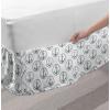 Ambesonne Christmas Elastic Bed Skirt, Tree Branches Spruce Leaves Balls Bells Cones Poinsettia Flowers Mistletoe Berry, Wrap Around Fabric Bedskirt Dust Ruffle for Bedroom, King, Ruby Green(White Black)