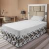 Ambesonne Christmas Elastic Bed Skirt, Tree Branches Spruce Leaves Balls Bells Cones Poinsettia Flowers Mistletoe Berry, Wrap Around Fabric Bedskirt Dust Ruffle for Bedroom, King, Ruby Green(Pink Orange)