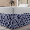 Ambesonne Christmas Elastic Bed Skirt, Tree Branches Spruce Leaves Balls Bells Cones Poinsettia Flowers Mistletoe Berry, Wrap Around Fabric Bedskirt Dust Ruffle for Bedroom, King, Ruby Green(Blue White)