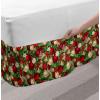 Ambesonne Christmas Elastic Bed Skirt, Tree Branches Spruce Leaves Balls Bells Cones Poinsettia Flowers Mistletoe Berry, Wrap Around Fabric Bedskirt Dust Ruffle for Bedroom, King, Ruby Green(Ruby Green)